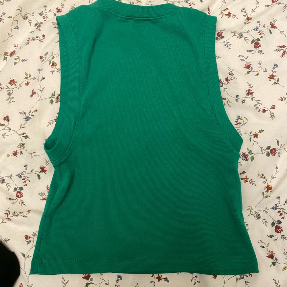 Zara cotton ribbed vibrant green tank